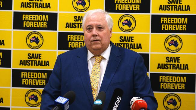 MELBOURNE, AUSTRALIA – NewsWire Photos October 12, 2022: UAP leader Clive Palmer is seen during a press conference in Melbourne. Picture: NCA NewsWire / Luis Ascui