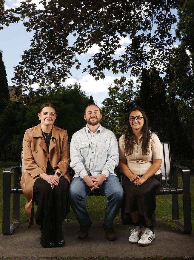 Registered nurses Samantha Campbell, Stuart O'Neill and Emily Cordwell who all work in mental health. World Mental Health Nurses Day. Picture: Nikki Davis-Jones