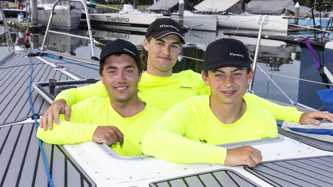 From left to right: Hugo Stoner, Finn Rodowicz and Alex Marinelli. The trio are preparing for their first race south. Picture: Andrea Francolini.