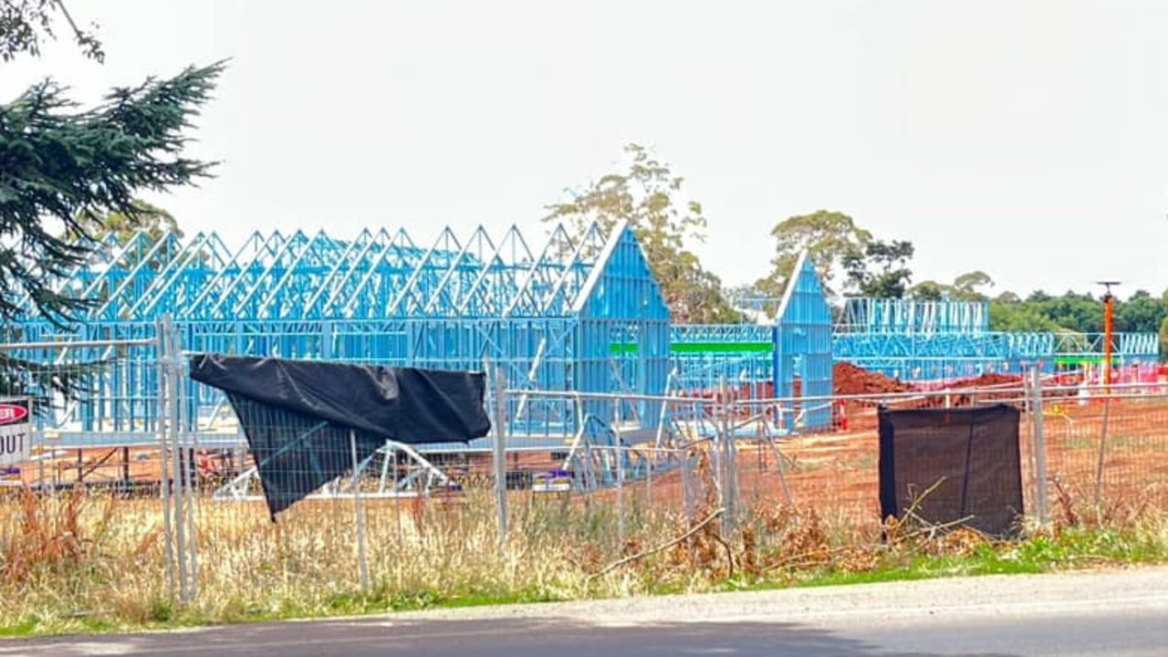 Timber and metal-clad exteriors are taking shape at the Daylesford site, setting the stage for the 21st season of The Block. Picture: Michael O'Sullivan/Facebook