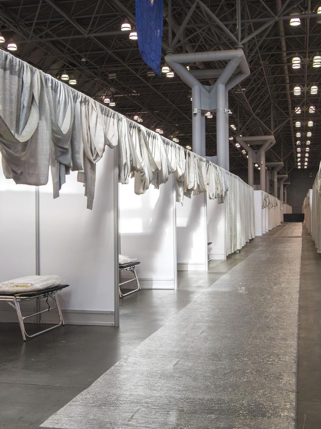 The Jacob Javits Convention Center has been transformed into a makeshift hospital in New York. Picture: Darren McGee/AP