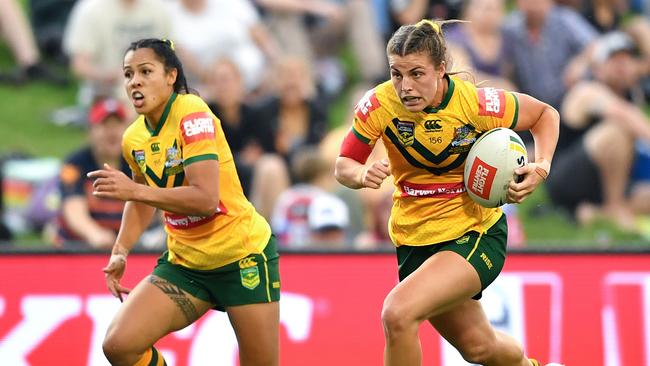 Jillaroo and NSW local Jessica Sergis playing for Australia. Pic: NRL Photos