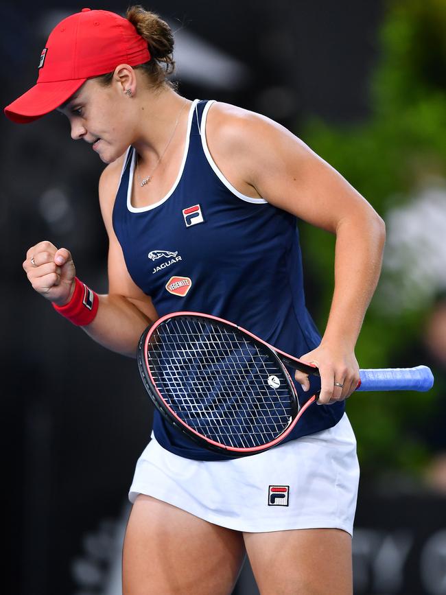 Ash Barty celebrates her win in Adelaide. Picture: Mark Brake/Getty