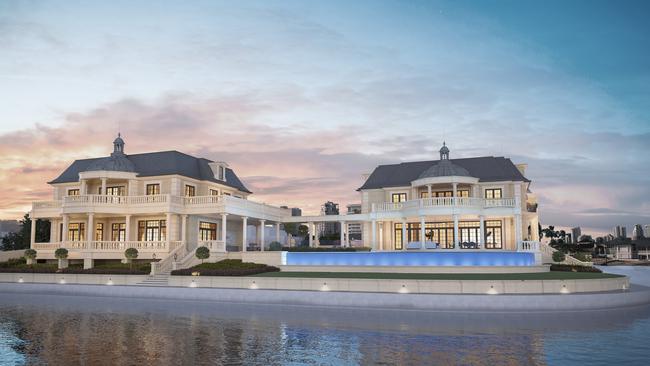 An artist’s impression of a proposed mega-mansion for Surfers Paradise' Commodore Drive. Picture: Jared Poole Design