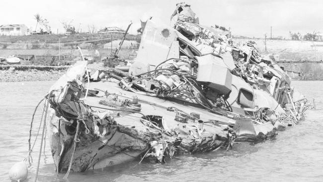 HMAS Arrow in Darwin Harbour was destroyed by Cyclone Tracy, claiming the lives of two crew members. Picture: Supplied.