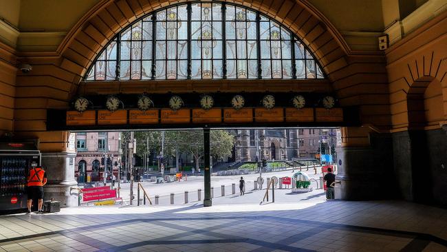 An empty Flinders Street Station. Picture : NCA NewsWire