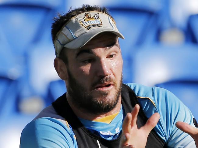 Gold Coast Titan Luke Douglas training at CBUS Super Stadium, Robina, on Wednesday. Picture: JERAD WILLIAMS