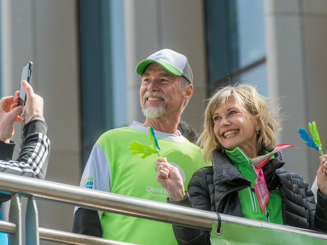 Olivia Newton-John and husband John Easterling during the run. Picture: Jason Edwards 