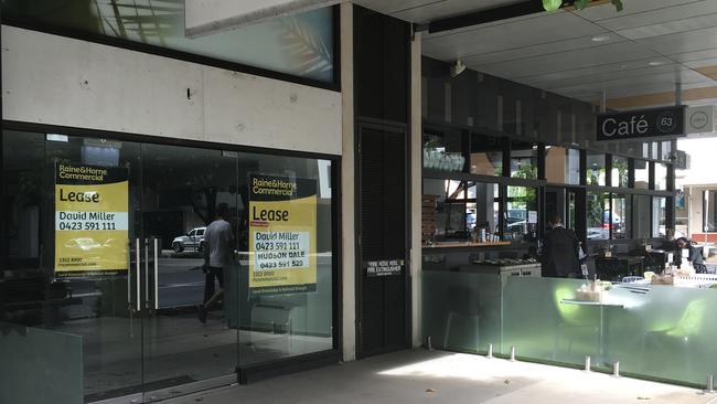 One of several vacant businesses premises that sits beneath contemporary residential complexes within Nundah Village. Picture: Darren Cartwright