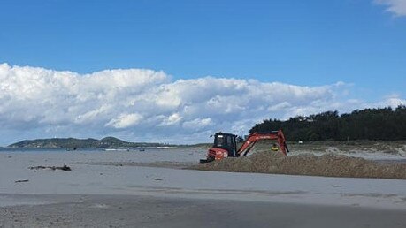 Byron Shire Council has been scraping the Belongil Creek opening ahead of wet weather.