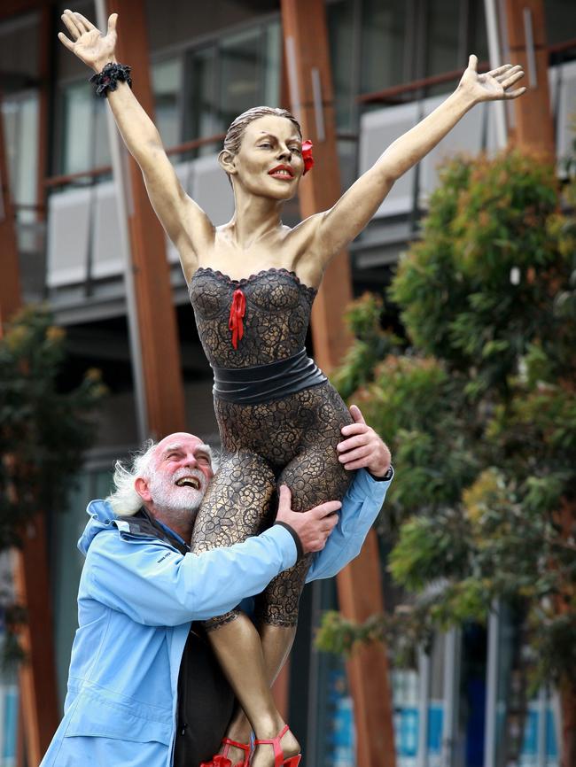 Peter Corlett with his beloved sculpture of Kylie Minogue.