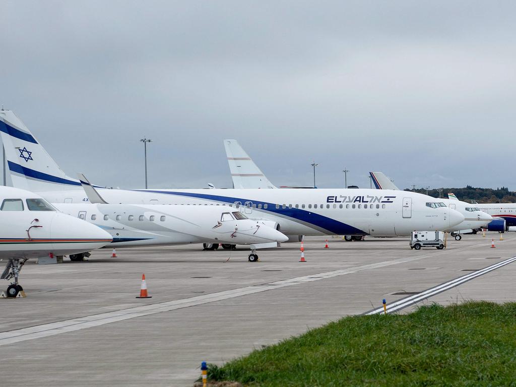 COP26 attendees' jets parked at Edinburgh Airport on November 1. Picture: Brendan Smialowski/AFP