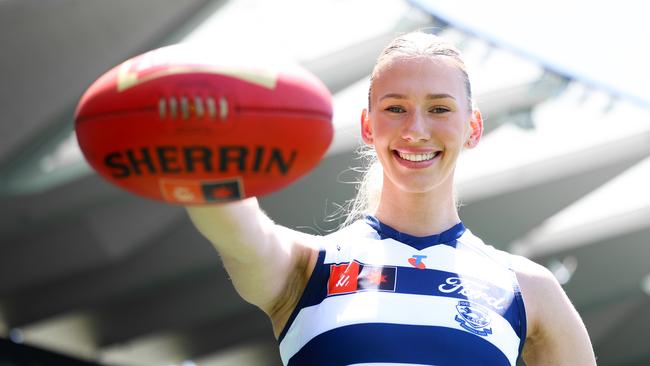 Caitie Tipping in her Geelong guernsey. Picture: Geelong Cats