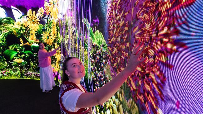 Charlotte Heeson and Alice Heaslip at the Eden exhibition at ILA in Light Square. Picture: Kelly Barnes/Kelly Barnes Photos