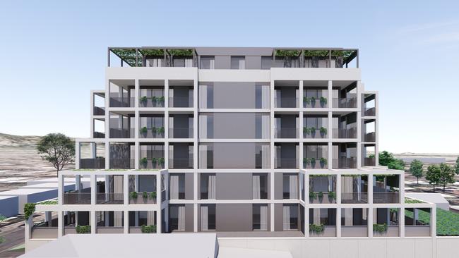 Artist impression of the rear of a proposed seven-storey apartment building for Unley Rd. Picture: Enzo Caroscio Architecture