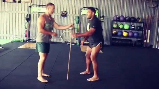 Sam Thaiday, pictured here in late 2017, trained with Rowan Baxter at his gym, Integr8 Fitness, in Capalaba. Picture: Instagram