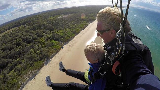 Ah we&#39;ve made it to safety. Picture: Skydiving Fraser Island