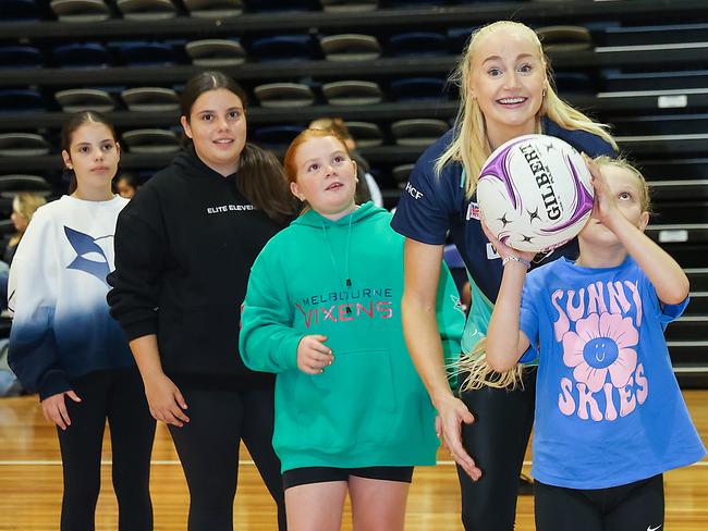 Vixens defender Joanna Weston, seen here at the Melbourne launch of Fox Netball’s 2024 season coverage, is set to miss the season-opening Melbourne derby. Picture: Ian Currie