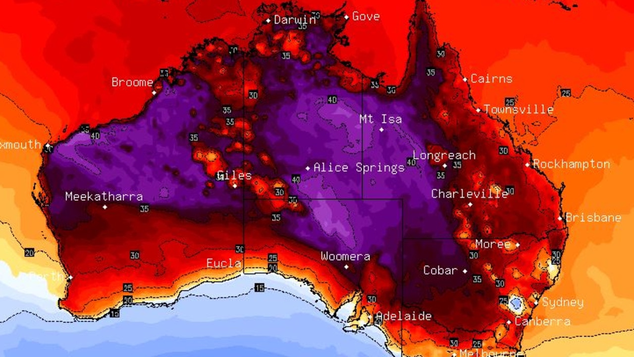 Hot and stormy conditions across the east coast but far cooler in the south east. Picture: BSCH.