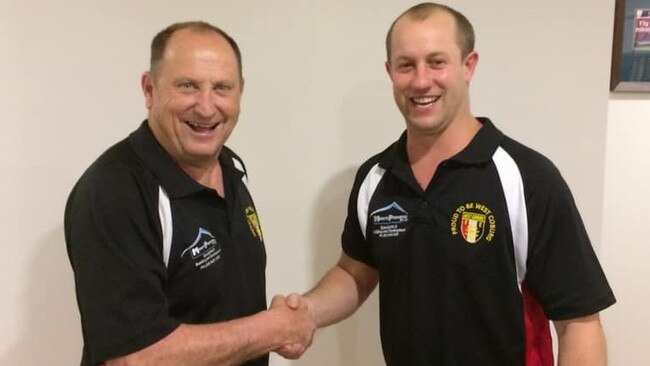 West Coburg president David Gloury and coach Dale May.