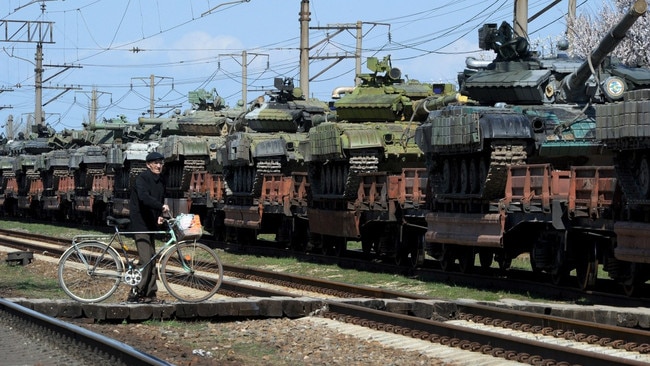 Russian tanks in Crimea after it was annexed in 2014. Picture: Olga Maltseva/AFP/Getty images