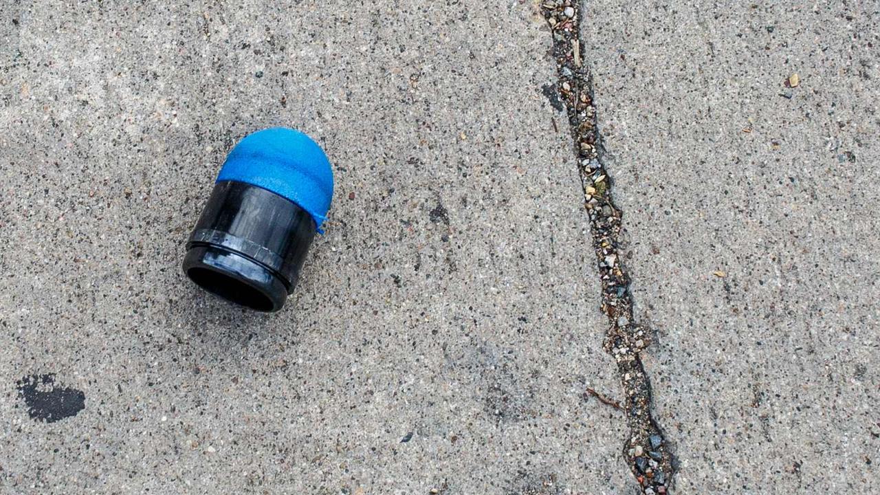 A rubber bullet is seen on the ground during a demonstration in Minneapolis, Minnesota. Picture: Kerem Yucel/AFP