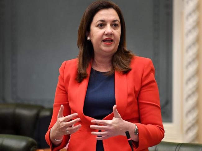 BRISBANE, AUSTRALIA - NewsWire Photos - MAY 13, 2021.Queensland Premier Annastacia Palaszczuk speaks during Question Time at Parliament House in Brisbane.Picture: NCA NewsWire / Dan Peled