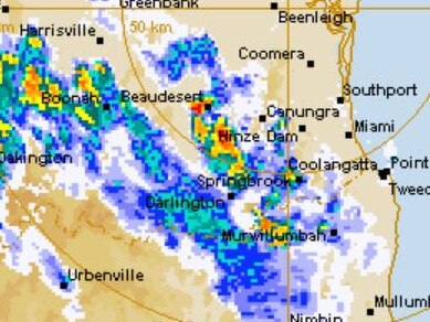 GCB PHOTO: Screengrab of the BoM radar at 3.53pm on December 22.