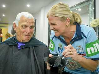 Queensland state of origin legend and Tannum Sands resident, Gary Larson has dyed his hair blue following New South Wales' state of origin win, after losing a bet with longtime friend Lisa Emmert. Picture: Matt Taylor GLA290618GARY