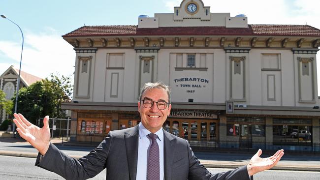 Premier Steven Marshall said the Thebarton Theatre upgrade would transform the “much-loved Adelaide icon”. Picture: Tom Huntley