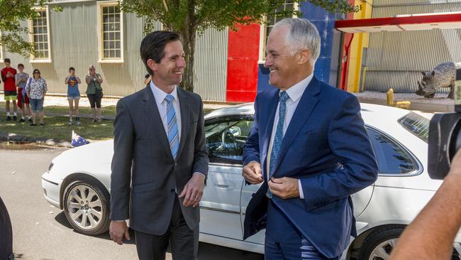 Federal Education Minister Simon Birmingham with Prime Minister Malcolm Turnbull. AAP Image/Phillip Biggs