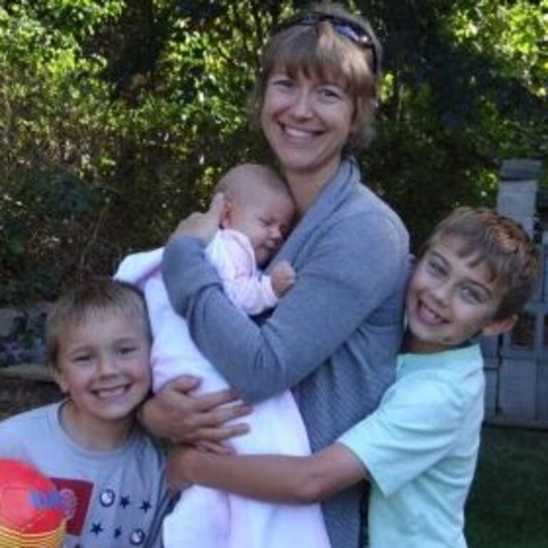 Megan Todt with children Alek (eldest, right), Tyler and Zoe (youngest). Picture: New York Post