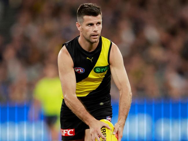 Cotchin will spend less time in the thick of the midfield this year for the Tigers. (Photo by Dylan Burns/AFL Photos via Getty Images)