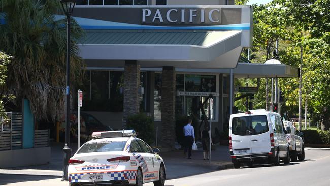 The Pacific Hotel on the corner of the Cairns Esplanade and Spence Street has been a designated quarantine hotel since March 2020. Picture: Brendan Radke