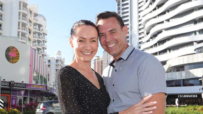 A delighted Darren Taylor with his new fiancee Samantha Reynolds. Picture Glenn Hampson