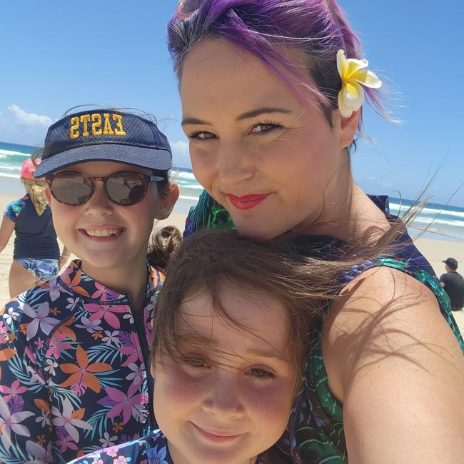 Ms Higginson and her daughters, Ella and Mya. Picture: Supplied