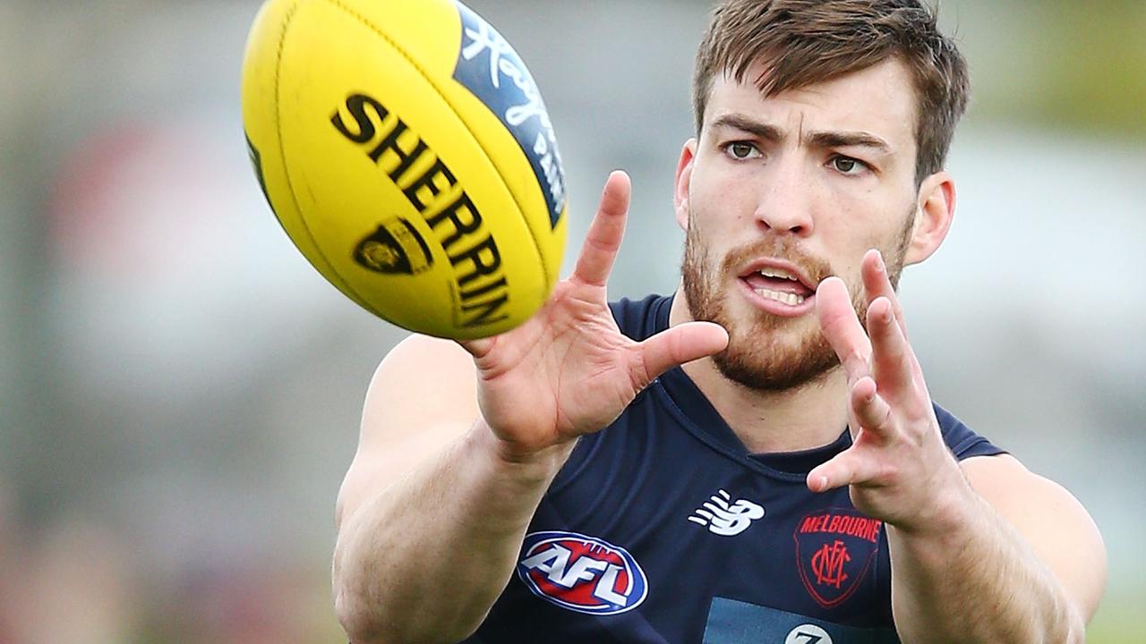 Jack Viney in action at Melbourne training. Picture: Getty