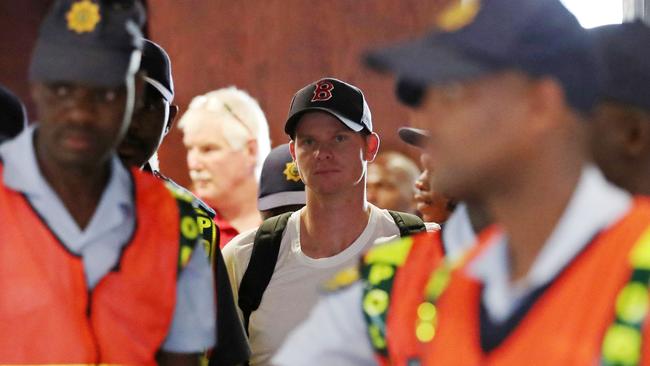 Steve Smith at Johannesburg Airport after the lowest point of his career in 2018.