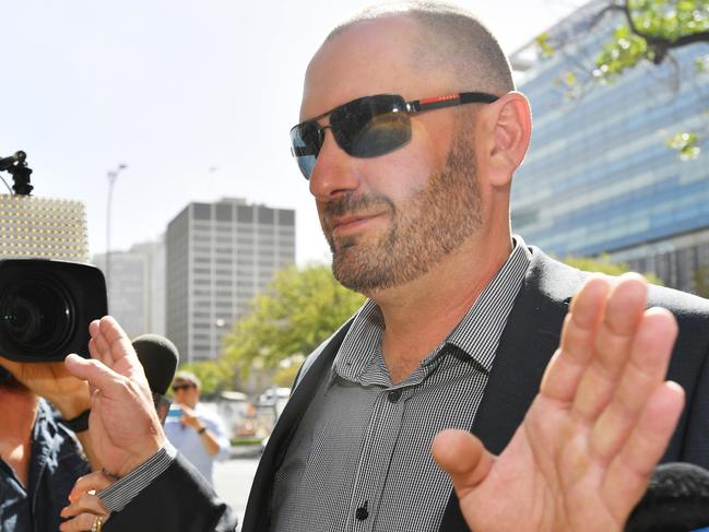 Paul Blair is seen outside the Magistrates court in Adelaide, Friday. Picture: David Mariuz/ AAP