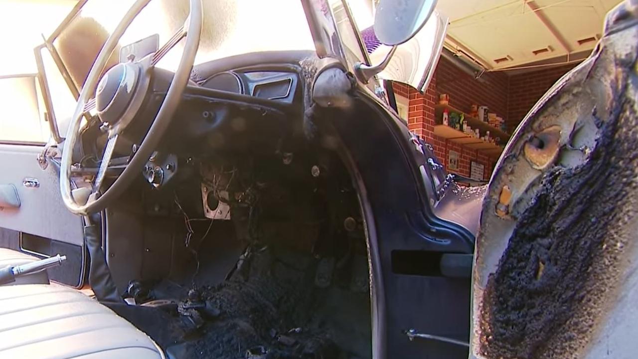 The fire is believed to have started in the car's cockpit. Picture: 9News