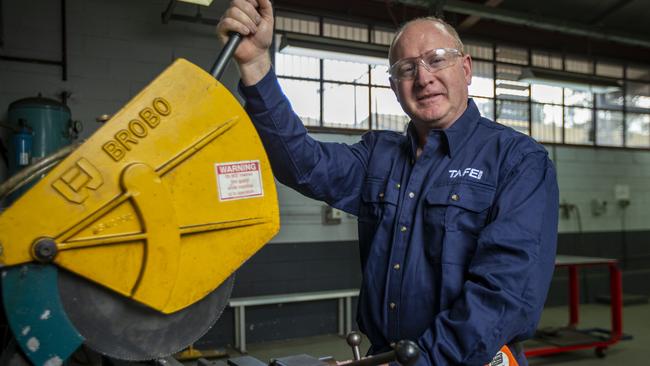 TAFE NSW metal fabrication and welding teacher Stuart McKinder said there needs to be more awareness for careers in trades. Picture: NCA NewsWire/ Christian Gilles