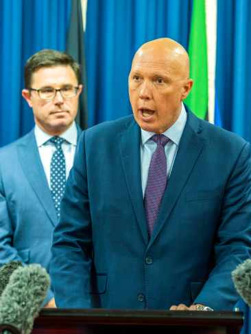 Opposition Leader Peter Dutton said in an opinion piece it "became obvious" the government should choose the US Virginia-class boats. Picture: Richard Walker