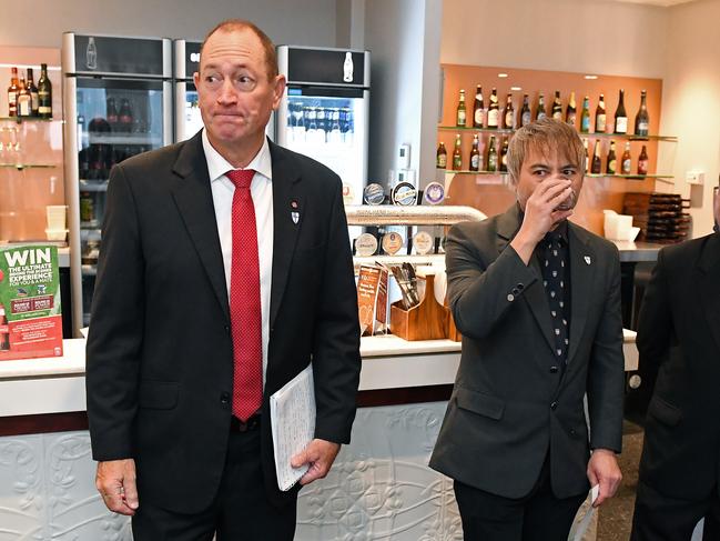 Fraser Anning introduces his candidates Adrian Cheok and Rajan Vaid. Picture: Tom Huntley