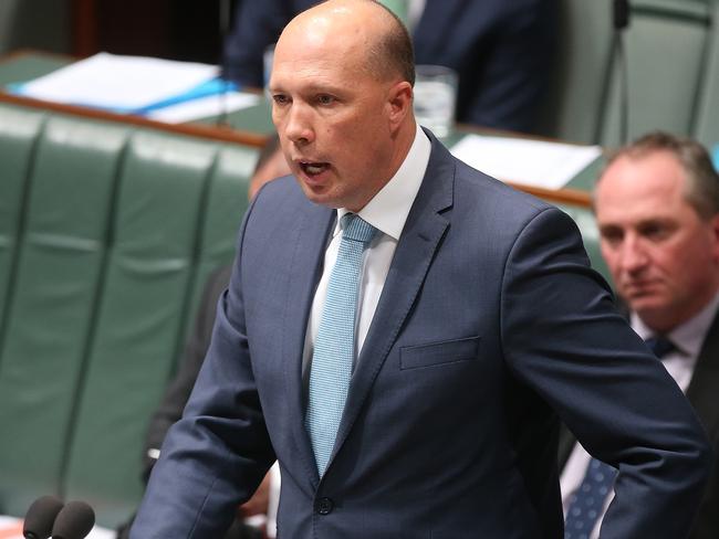 Minister for Immigration Peter Dutton during Question Time. Picture Kym Smith