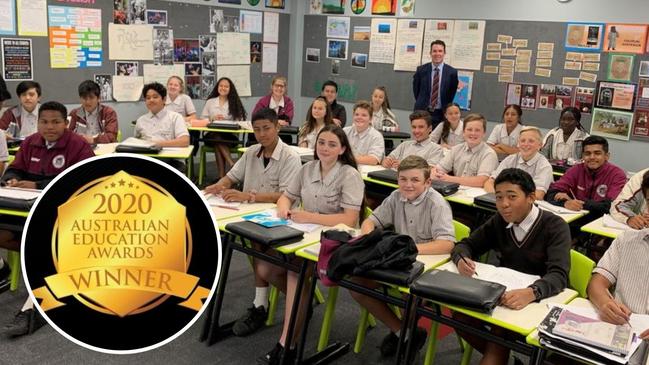 Marsden State High School principal Andrew Peach inside a class at the school which has grown to become the biggest school in Australia.