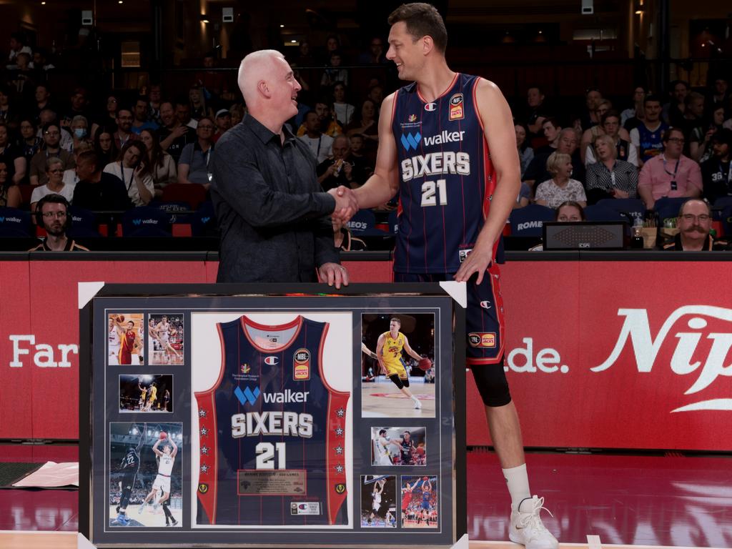 The build up to Daniel Johnson’s 400th NBL game was huge for the Adelaide 36ers, but the performance fell short. Picture: Getty Images