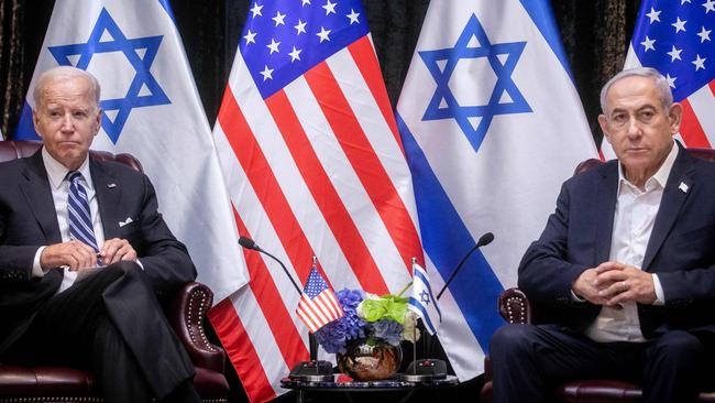 US President Joe Biden (L), with Israeli Prime Minister Benjamin Netanyahu. Picture: AFP.