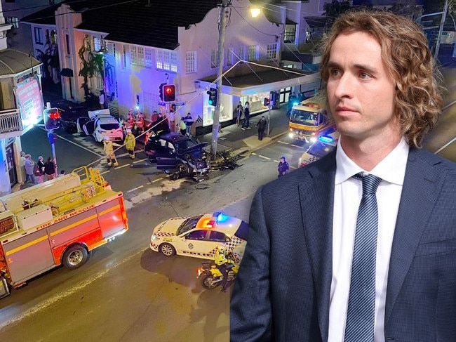 Brisbane property mogul appears in court over high-profile crash in the middle of Fortitude Valley.