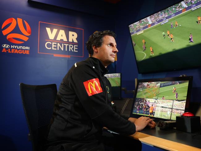 Pictured at VAR headquarters in Eveleigh in Sydney is VAR Kris Griffiths Jones. The facility now has a $150,000 HawkEye system to assist in getting correct decisions.Picture: Richard Dobson