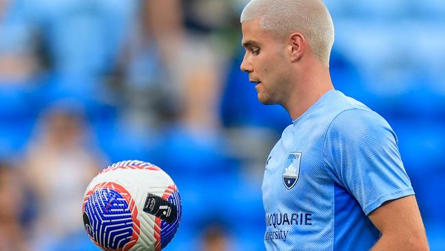 SYDNEY, AUSTRALIA - DECEMBER 02: Patrick Wood of Sydney FC warms up ahead of the A-League Men round six match between Sydney FC and Perth Glory at Allianz Stadium, on December 02, 2023, in Sydney, Australia. (Photo by Mark Evans/Getty Images)